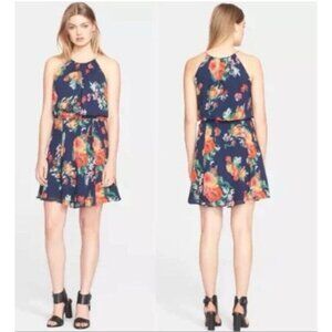 JOIE SILK Floral Sun Dress M Medium Strappy Stretch Career Church